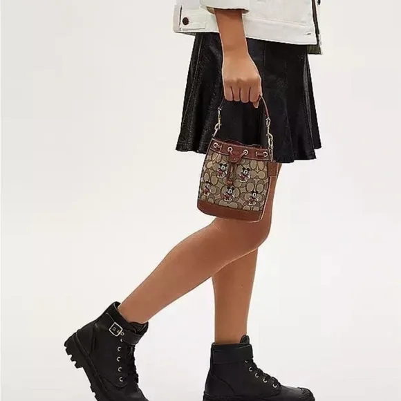 NWT Disney X Coach Mini Dempsey Bucket Bag With Mickey Mouse CN499